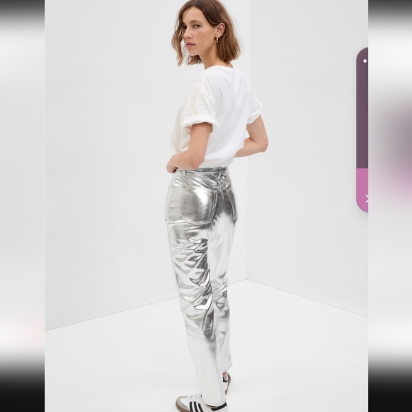 GAP Silver Hi Rise Vegan Cheeky Pants Sz 29 - Picture 5 of 6
